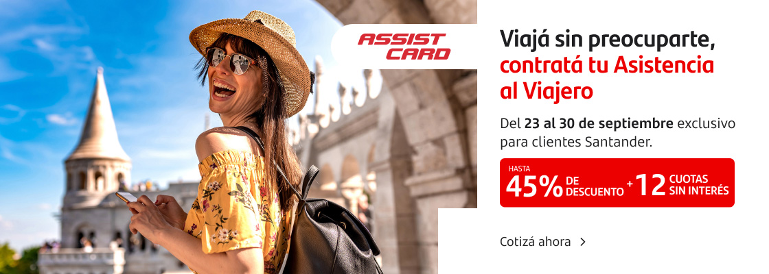 ¡Viajá sin preocuparte! Contratá tu asistencia al viajero. Hasta 45% de descuento y hasta 12 cuotas sin interés desde el 23 al 30 de septiembre.