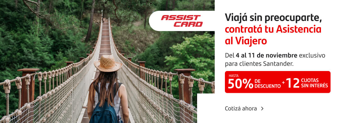 ¡Viajá sin preocuparte! Contratá tu asistencia al viajero. Hasta 50% de descuento y hasta 12 cuotas sin interés desde el 4 al 11 de noviembre.