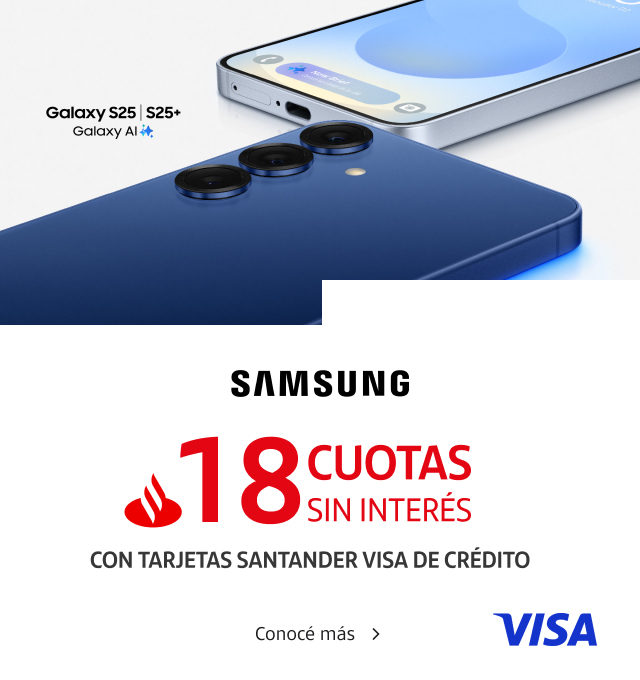 ¡Conseguí tu Samsung S25 y S25+ antes que nadie con la mejor promo! 18 cuotas sin interés con tus Tarjetas Santader Visa de Crédito. Conocé más